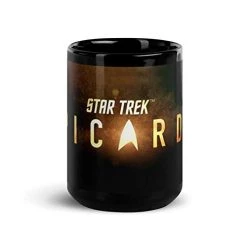 Star Trek: Picard Gold Burst Logo Black Mug - 15 Oz