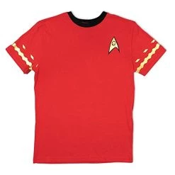 Star Trek: The Original Series Engineering Uniform Cosplay Red Metallic T-Shirt