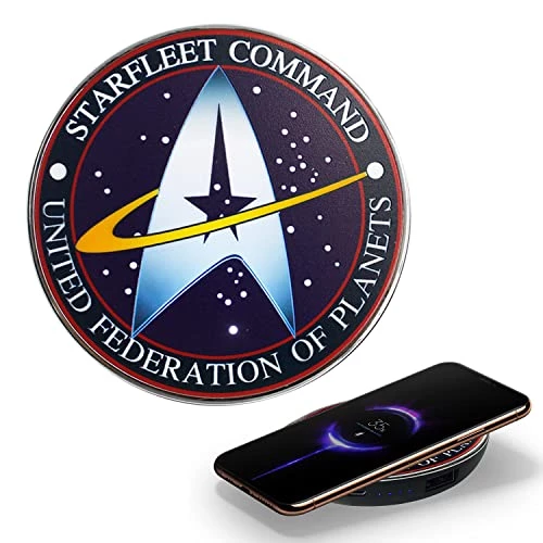 Star Trek Qi Wireless Charger With Built-in Backup Battery Pack For Wired And Wireless Charging. Portable Wireless Phone Charger With Starfleet Illuminated Logo. StarTrek Gifts, Collectibles, Gadgets 1 Star Trek Qi Wireless Charger With Built-in Backup Battery Pack For Wired And Wireless Charging. Portable Wireless Phone Charger With Starfleet Illuminated Logo. StarTrek Gifts, Collectibles, Gadgets