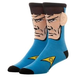 Star Trek Spock With Ears Crew Socks, Blue, Sock Size 10-13, Shoe Size 6-12
