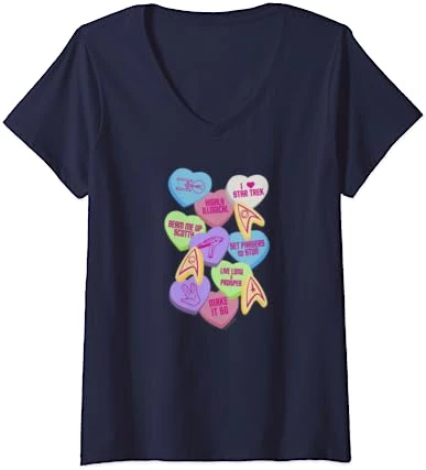 Womens Star Trek Valentine's Day Collage V-Neck T-Shirt 3 Womens Star Trek Valentine's Day Collage V-Neck T-Shirt - Image 3