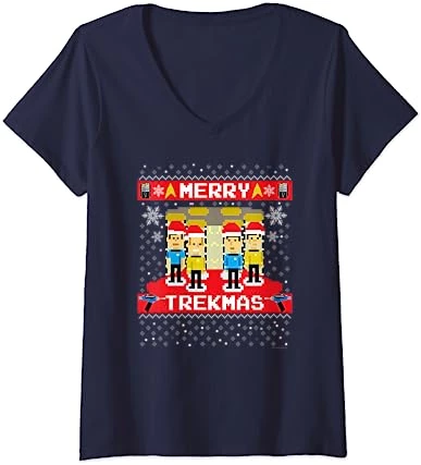 Womens Star Trek: The Original Series Merry Trekmas V-Neck T-Shirt 2 Womens Star Trek: The Original Series Merry Trekmas V-Neck T-Shirt - Image 2