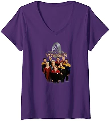 Womens Star Trek: Voyager Property Of U.S.S. Voyager 25 Gold 2 V-Neck T-Shirt 5 Womens Star Trek: Voyager Property Of U.S.S. Voyager 25 Gold 2 V-Neck T-Shirt - Image 5
