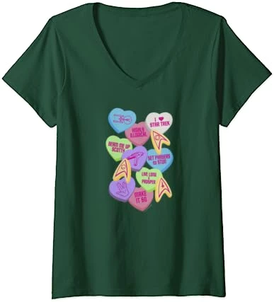 Womens Star Trek Valentine's Day Collage V-Neck T-Shirt 2 Womens Star Trek Valentine's Day Collage V-Neck T-Shirt - Image 2