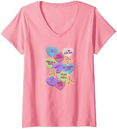 Womens Star Trek Valentine's Day Collage V-Neck T-Shirt 9 Womens Star Trek Valentine's Day Collage V-Neck T-Shirt - Image 9