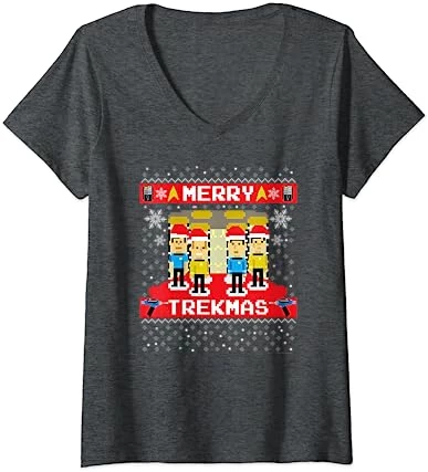 Womens Star Trek: The Original Series Merry Trekmas V-Neck T-Shirt 3 Womens Star Trek: The Original Series Merry Trekmas V-Neck T-Shirt - Image 3