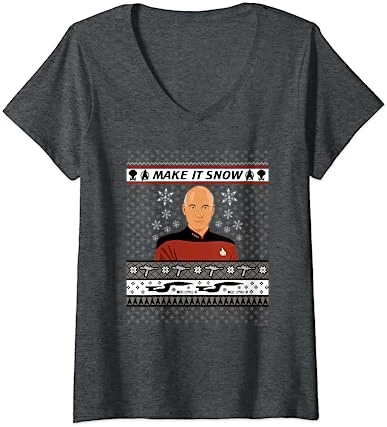 Womens Star Trek: The Next Generation Make It Snow V-Neck T-Shirt 3 Womens Star Trek: The Next Generation Make It Snow V-Neck T-Shirt - Image 3